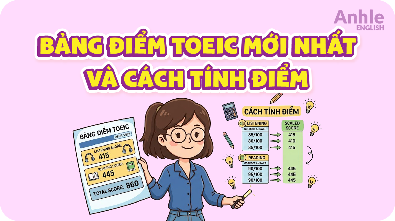 Bảng điểm toeic mới nhất và cách tính điểm